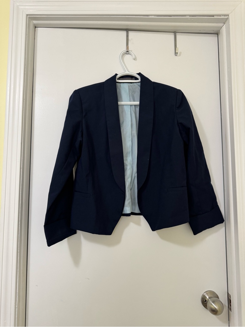 H&M Navy Open-Front Shawl Collar Blazer